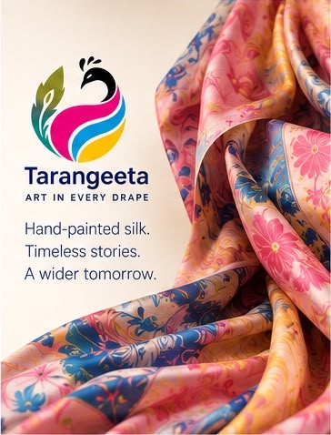 Tarangeeta brand identity and hand-painted silk